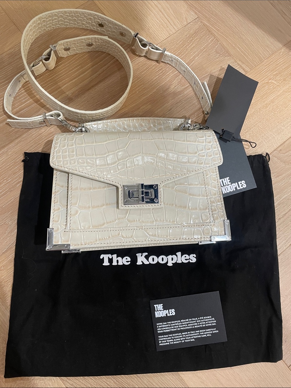 NWT The Kooples Cream Croc-Embossed Small Emily Bag